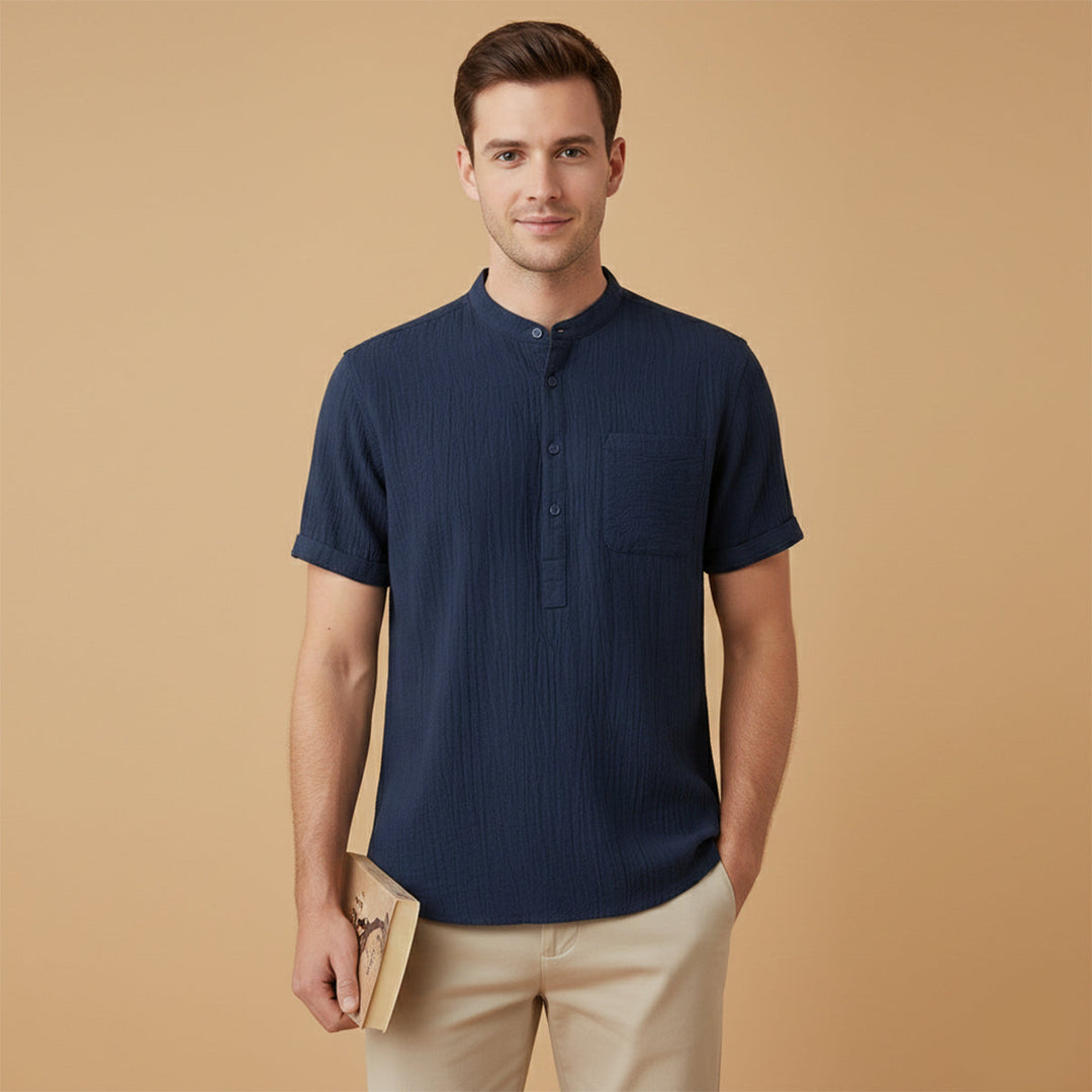 La chemise Henley en coton et lin doux pour hommes Inverness