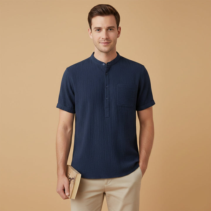 La chemise Henley en coton et lin doux pour hommes Inverness