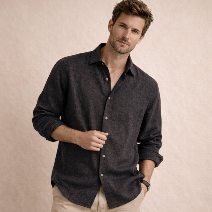 La Chemise Décontractée en Lin à Manches Boutonnées pour Hommes Meadowfall