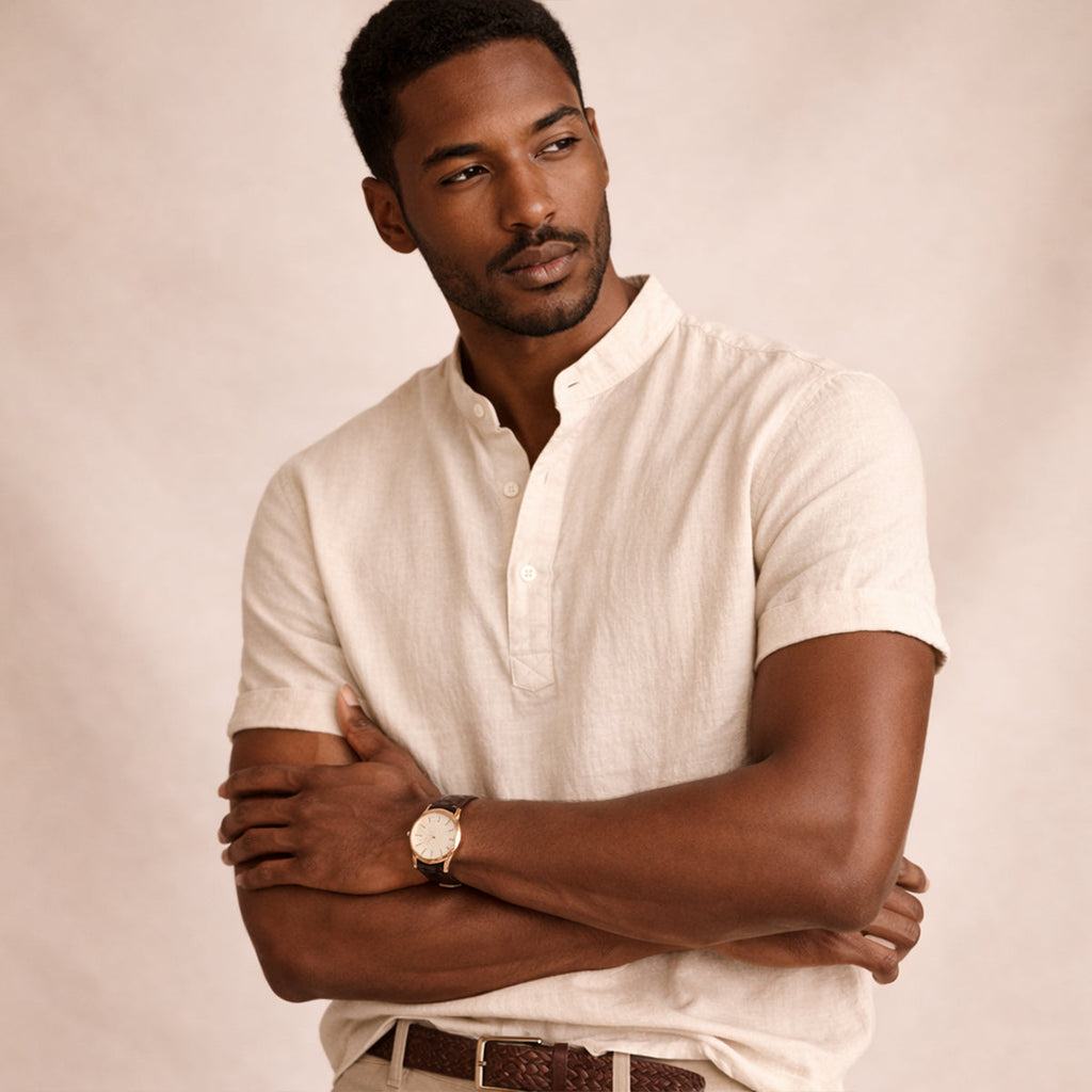 La chemise d'été tendance à boutons en lin léger pour hommes Meadowbrook Ridge