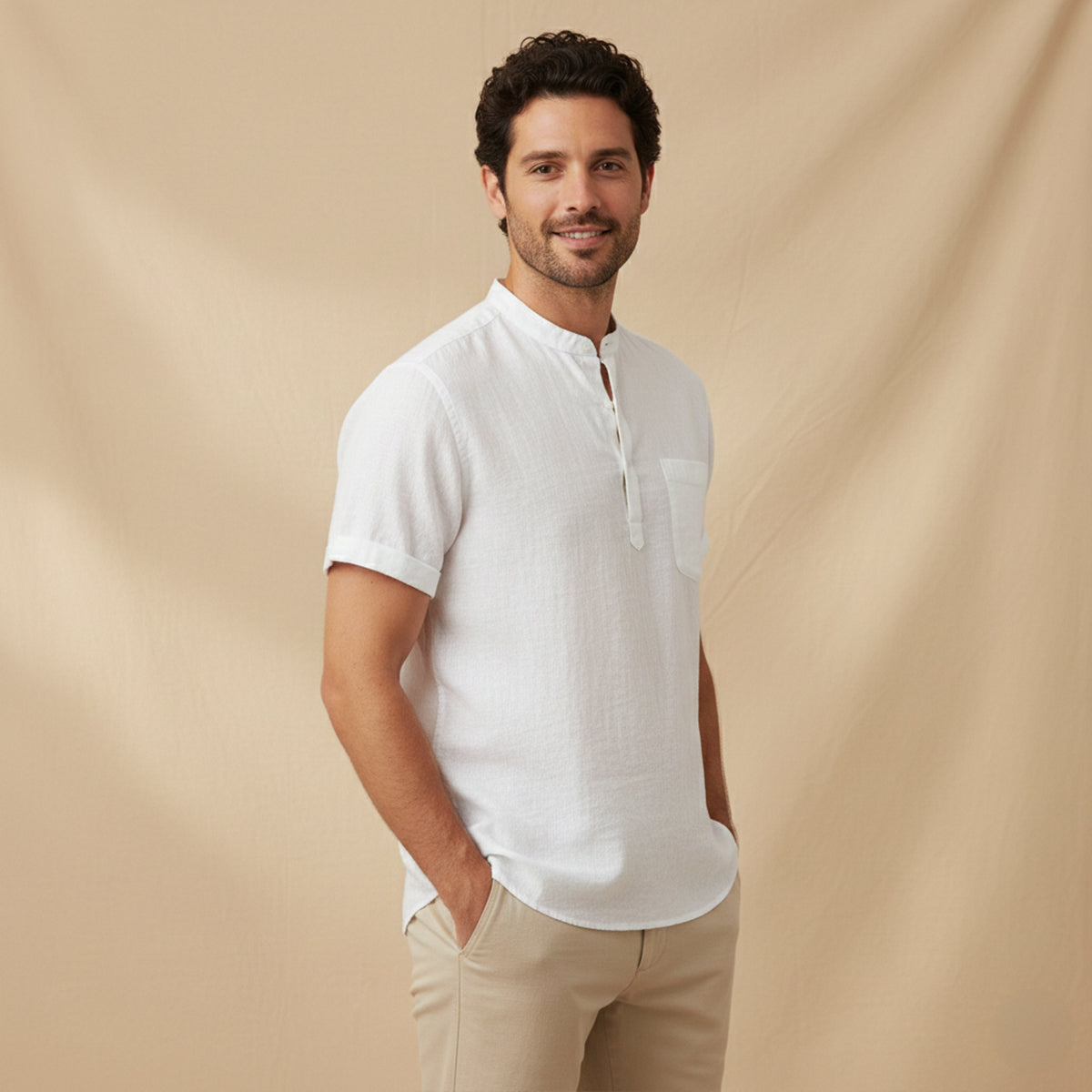 La Chemise Henley en Lin et Coton Respirant pour Homme Paddington