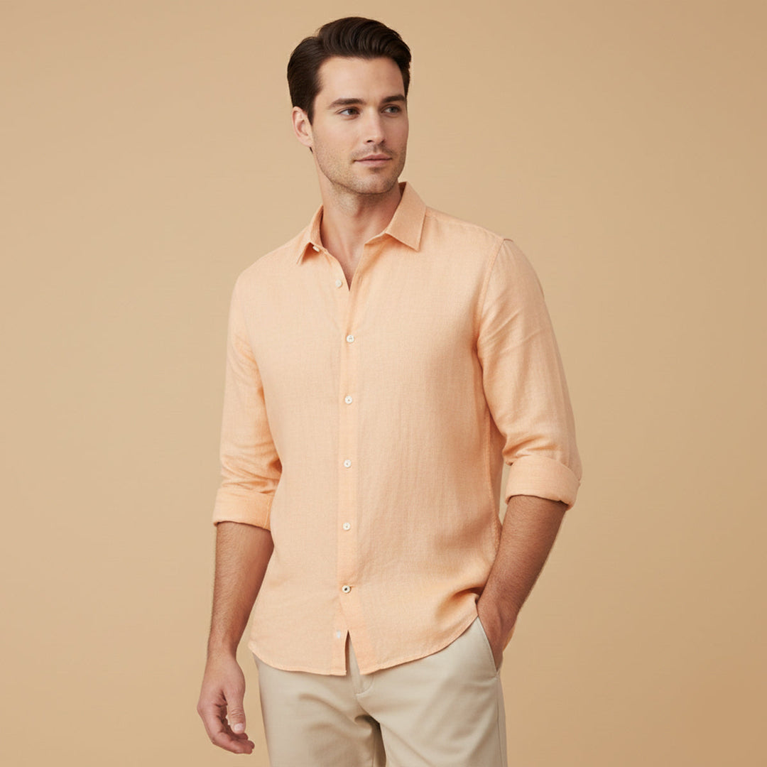 La Chemise Décontractée en Coton-Lin pour Homme Buckingham