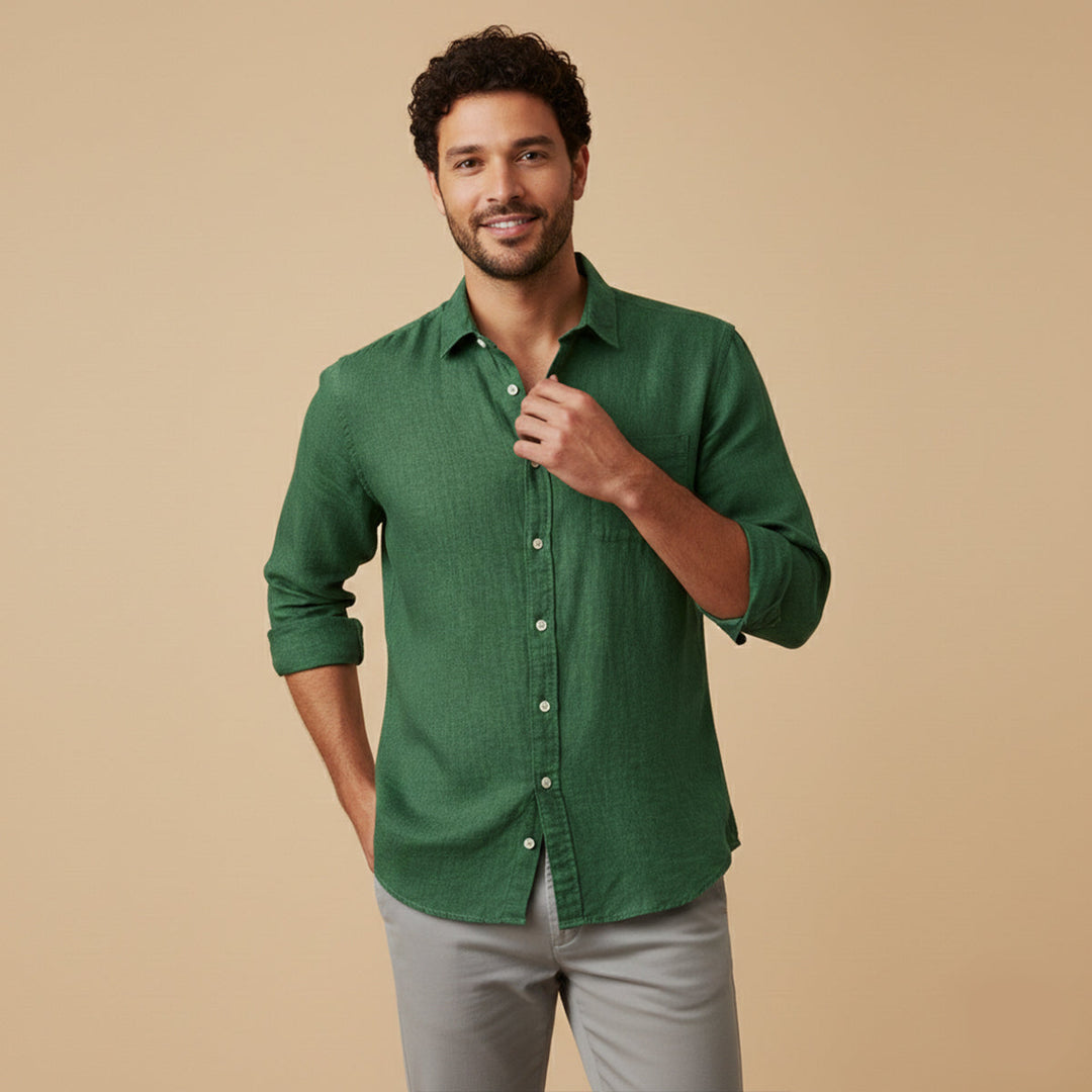 La Chemise en Coton Lin Légère à Col Montant pour Hommes Knightsbridge