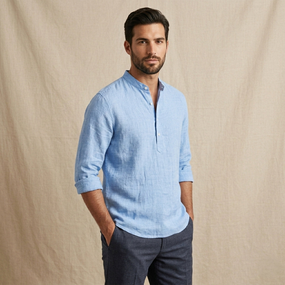 La chemise décontractée à boutons en lin respirant pour hommes de Ridgebrook Park