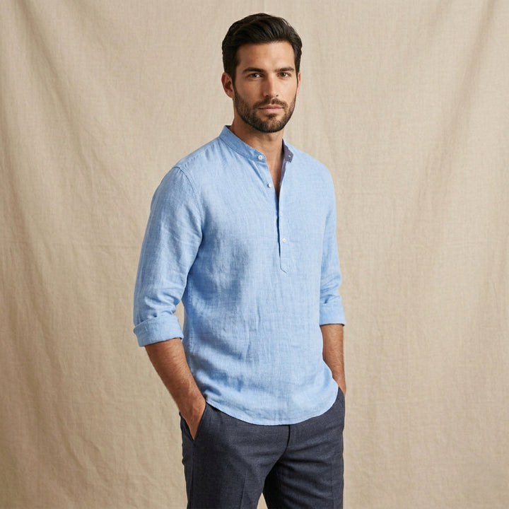 La chemise décontractée à boutons en lin respirant pour hommes de Ridgebrook Park