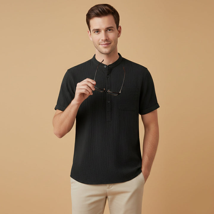 La chemise Henley en coton et lin doux pour hommes Inverness
