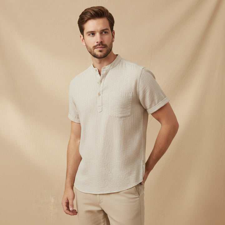 La Chemise Henley en Lin et Coton Respirant pour Homme Paddington