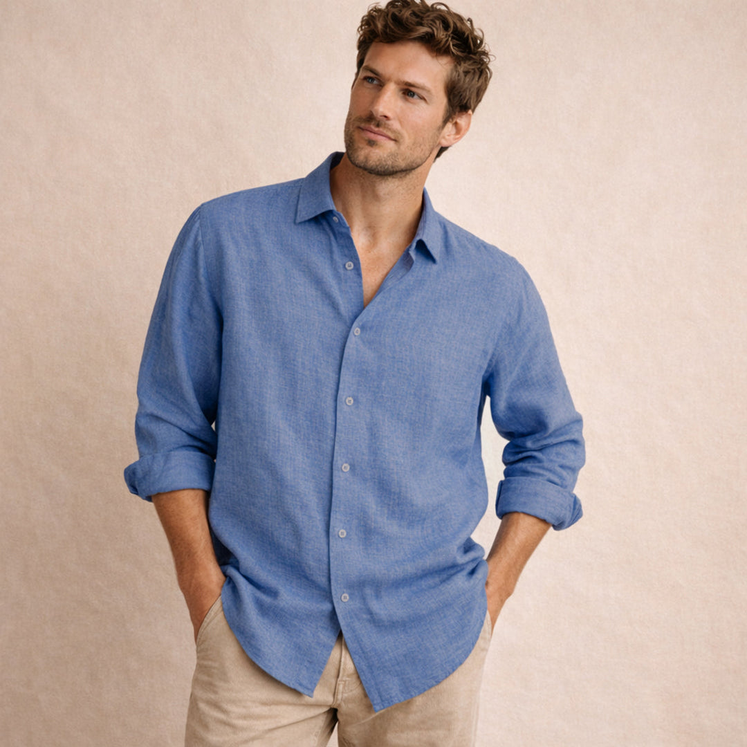 La Chemise Décontractée en Lin à Manches Boutonnées pour Hommes Meadowfall