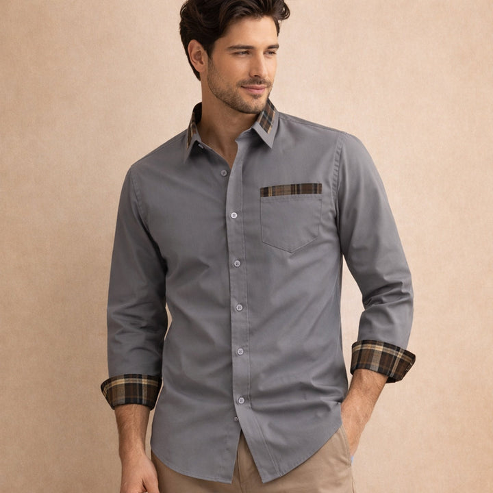 La Chemise Décontractée à Boutons pour Hommes Amelia avec Col et Manches en Carreaux