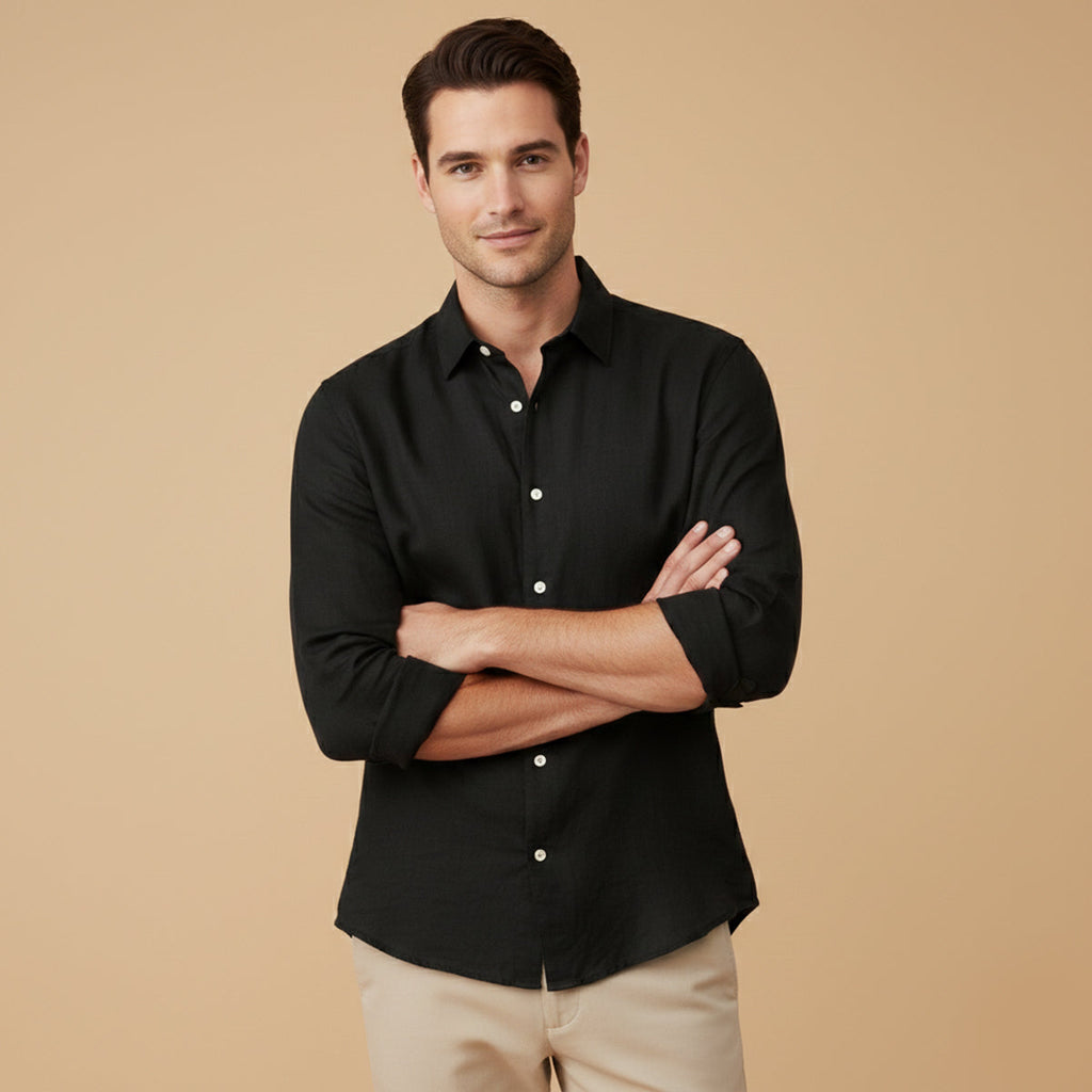 La Chemise Décontractée en Coton-Lin pour Homme Buckingham