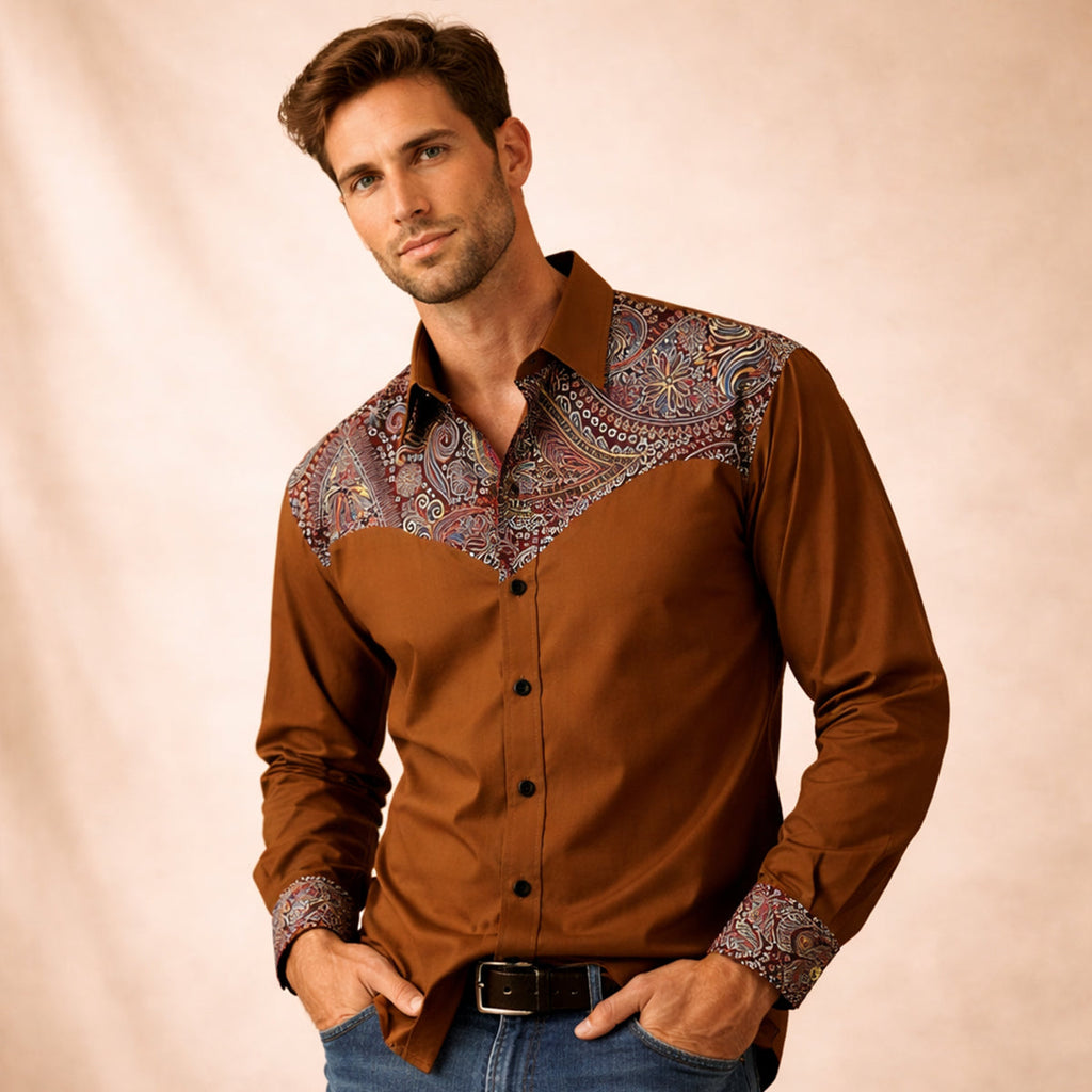 La chemise en denim légère pour homme à patchwork bicolore Briarstone Park