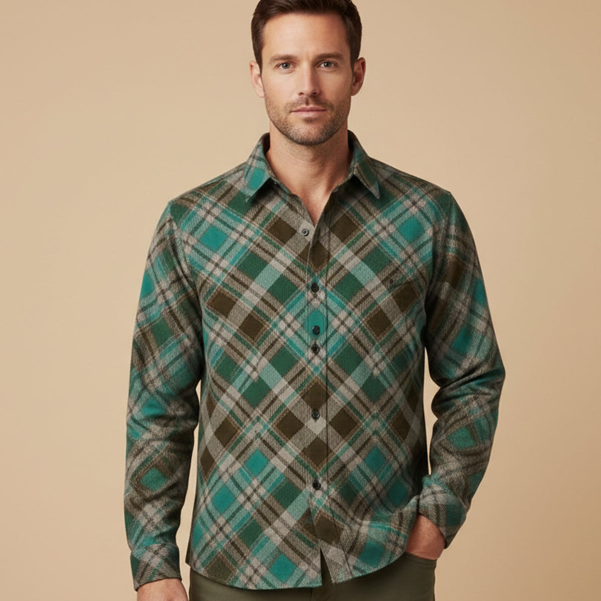 Chemise en denim douce à patchwork bicolore pour hommes Huntley