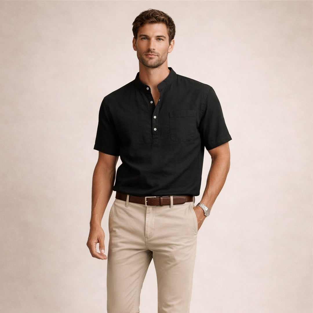 La chemise Henley décontractée en coton et lin pour homme Hillgate