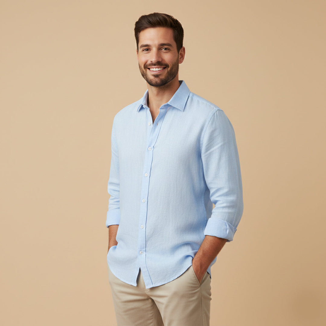 La chemise en coton et lin respirante pour hommes Carlisle, coupe décontractée