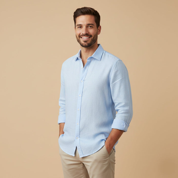 La chemise en coton et lin respirante pour hommes Carlisle, coupe décontractée