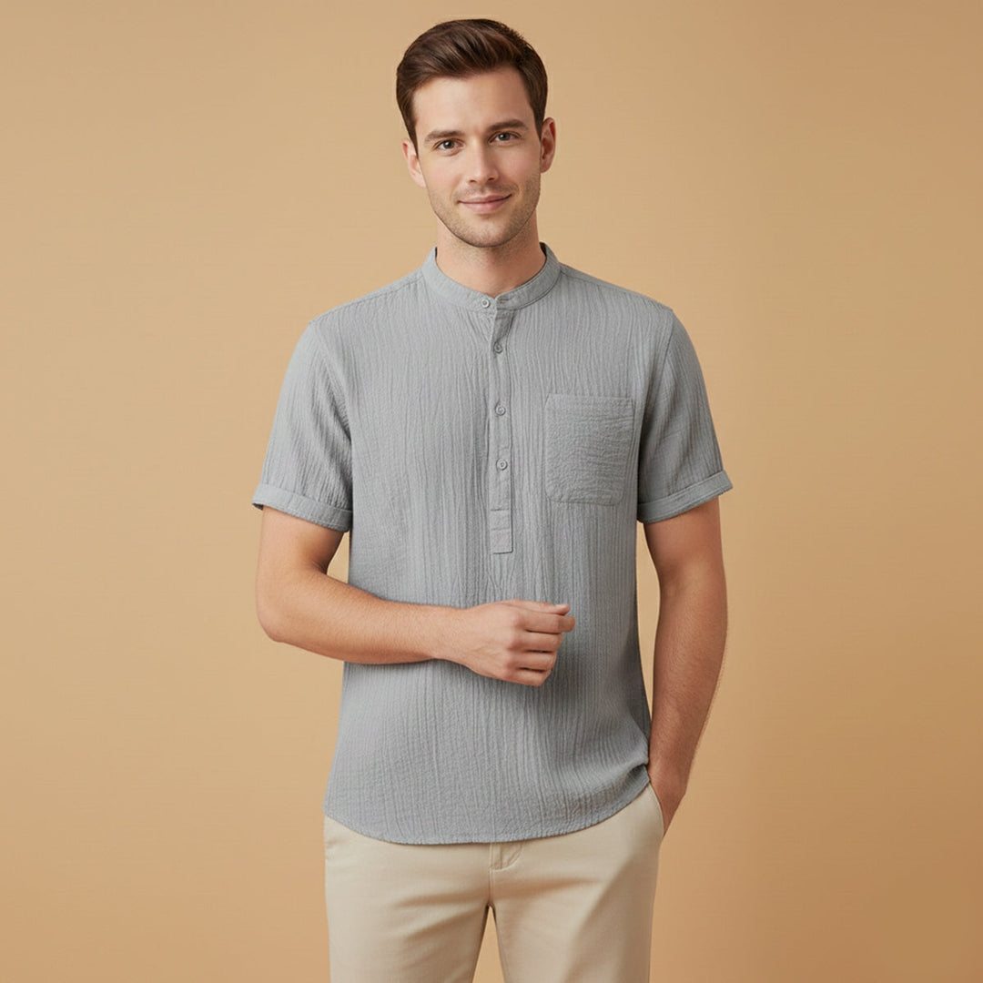 La chemise Henley en coton et lin doux pour hommes Inverness