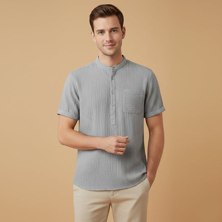 La chemise Henley en coton et lin doux pour hommes Inverness