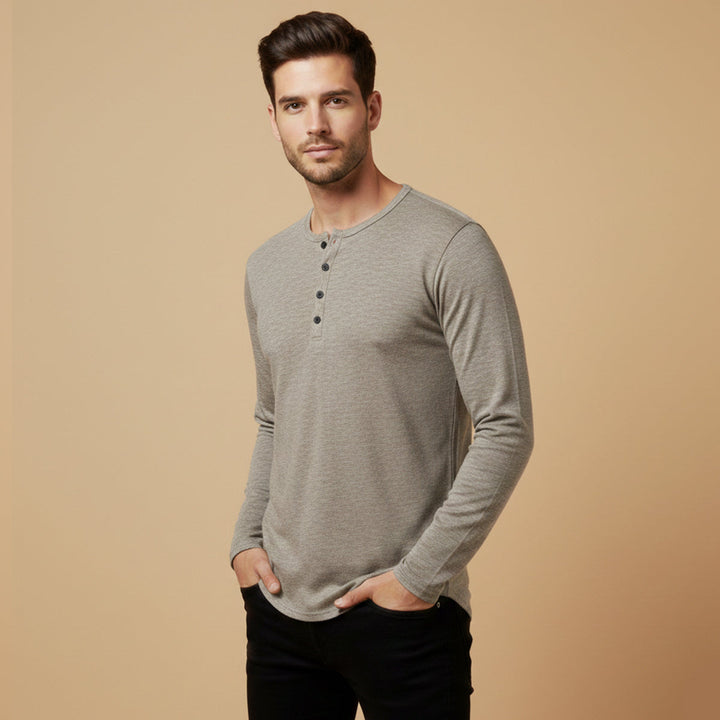 T-shirt en coton Henley à col boutonné décontracté pour hommes Berkshire