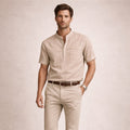 La chemise Henley décontractée en coton et lin pour homme Hillgate