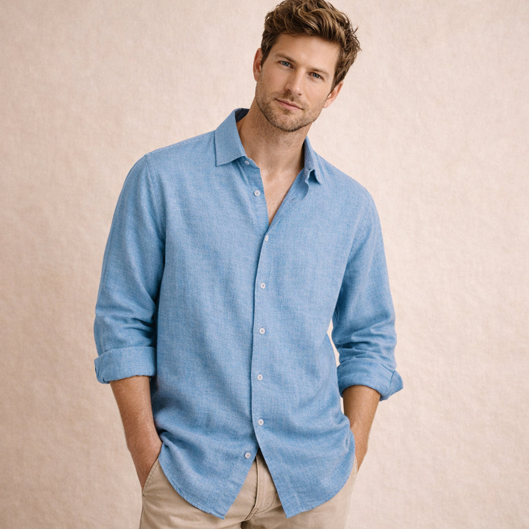 La Chemise Décontractée en Lin à Manches Boutonnées pour Hommes Meadowfall