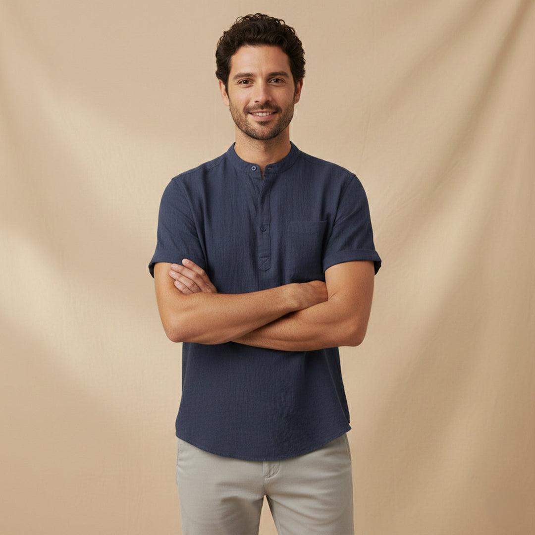 La Chemise Henley en Lin et Coton Respirant pour Homme Paddington