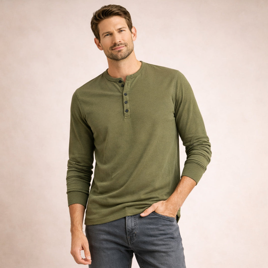 La Chemise Henley en Mélange de Coton Respirant pour Hommes Meadowcrest Hill