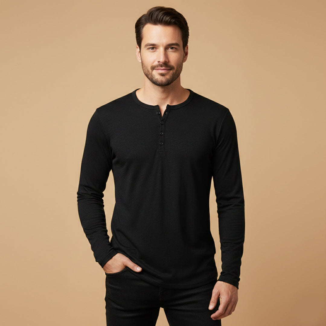 T-shirt en coton Henley à col boutonné décontracté pour hommes Berkshire