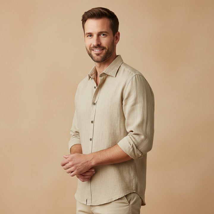 La Chemise en Lin Vintage à Manches Longues Zurich pour Hommes