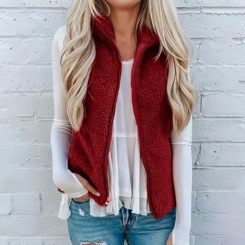 Navya | Gilet Douillet Avec Fermeture Éclair pour Femmes